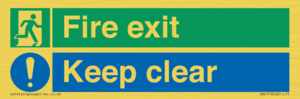 Fire exit Keep clear dual sign